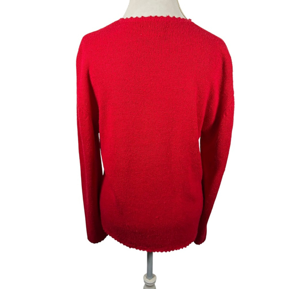 Vintage Susan Bristol Red Button Cardigan Embroidered Bows V-Neck Cute Size M - Picture 8 of 12